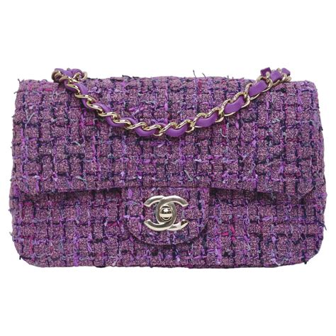 chanel purple tweed bag|chanel tweed shopping bag.